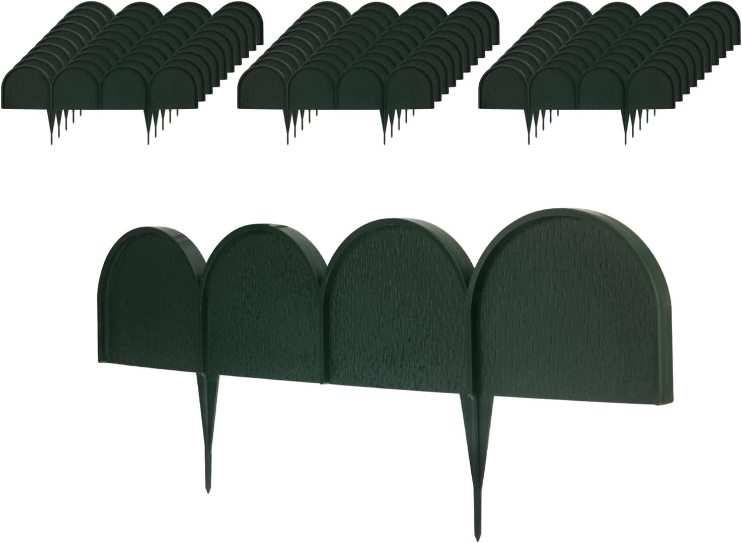 Garden Border Edging in Half Round (Semicircle) Arched Design - 30pcs Green Yard Landscaping Fence Liner Lawn Edge Barrier - 40ft. Kit of Decorative Lawn Landscape Panels Elements