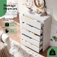 thumbnail image 3 of LLXINGS 5 Drawer Dresser for Bedroom, 48" Tall Modern Chest of Storage Drawers with Rounded Corners, Anti-Tip Kit, Wood Cabinet Organizer for Closet, Living Room, Nursery, Easy Assembly, White, 3 of 18