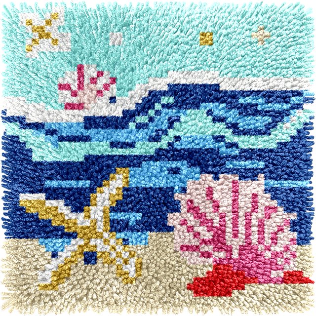 Kit de hacer alfombras para niños | Con ganchillo de conchas marinas