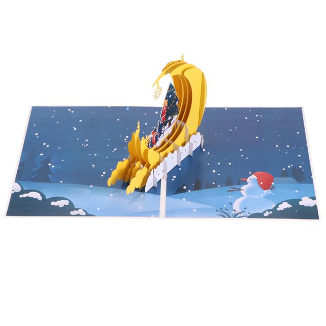 Tarjeta De Navidad Papel 3D Luna Eco Tarjeta De Navidad Emergente Tarjeta De Feliz Navidad Árbol De Navidad Tarjeta Emergente Regalo De Vacaciones Regalo De Navidad Yuarrent EL011105-00