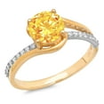 thumbnail image 2 of 1.71 ct Round Cut Natural Citrine Solitaire with Accents Engagement Ring for Women in 18K White/Yellow Gold, 2 of 2
