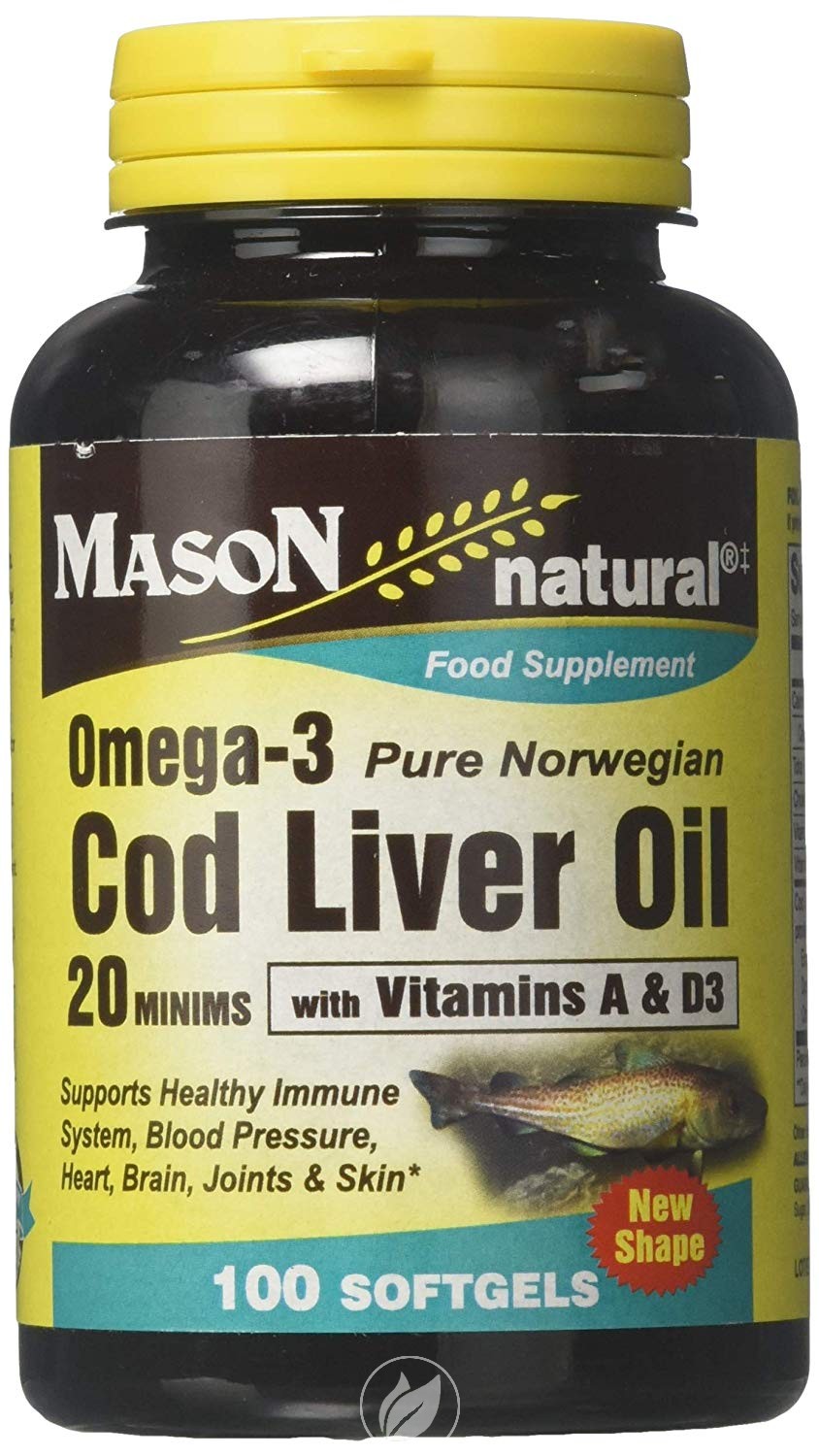 MASON VITAMINS Cod Liver Oil 100 SOFTGEL, Pack of 2