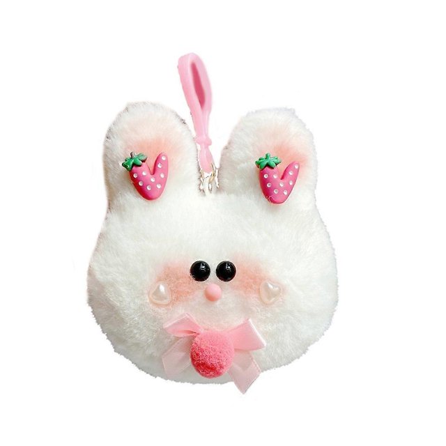 Plush Stuffed Keychain Funny Dolls Strawberry Bunny Pendant Keyring for Decor