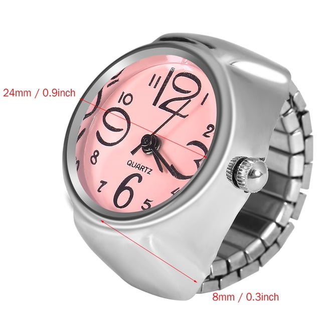 Reloj de Anillo de Dedo Ecomeon Cuarzo Acero Inoxidable Unisex Rosa
