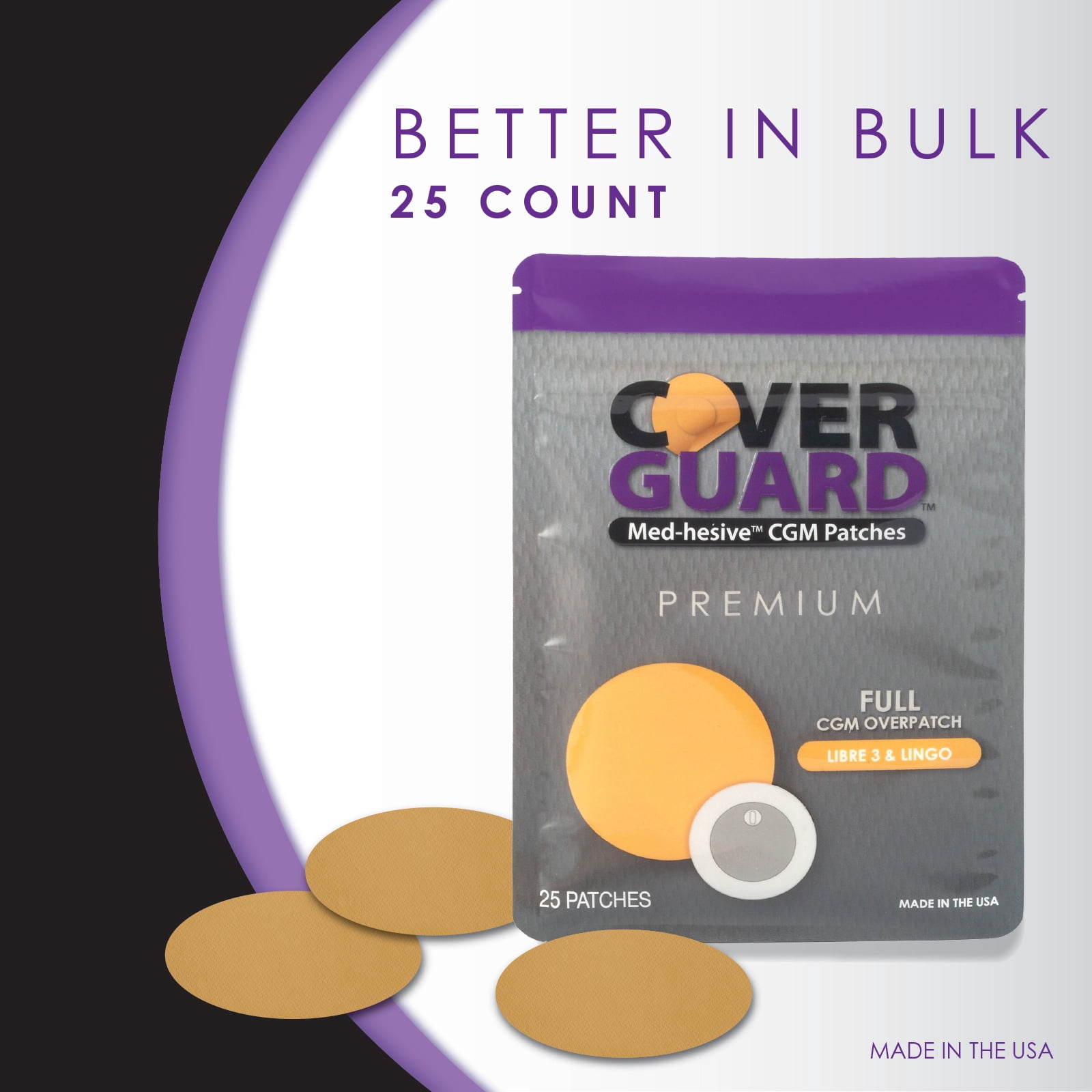 CoverGuard Overpatches for FreeStyle Libre 3, non-woven material Premium Waterproof CGM Covers, Tan