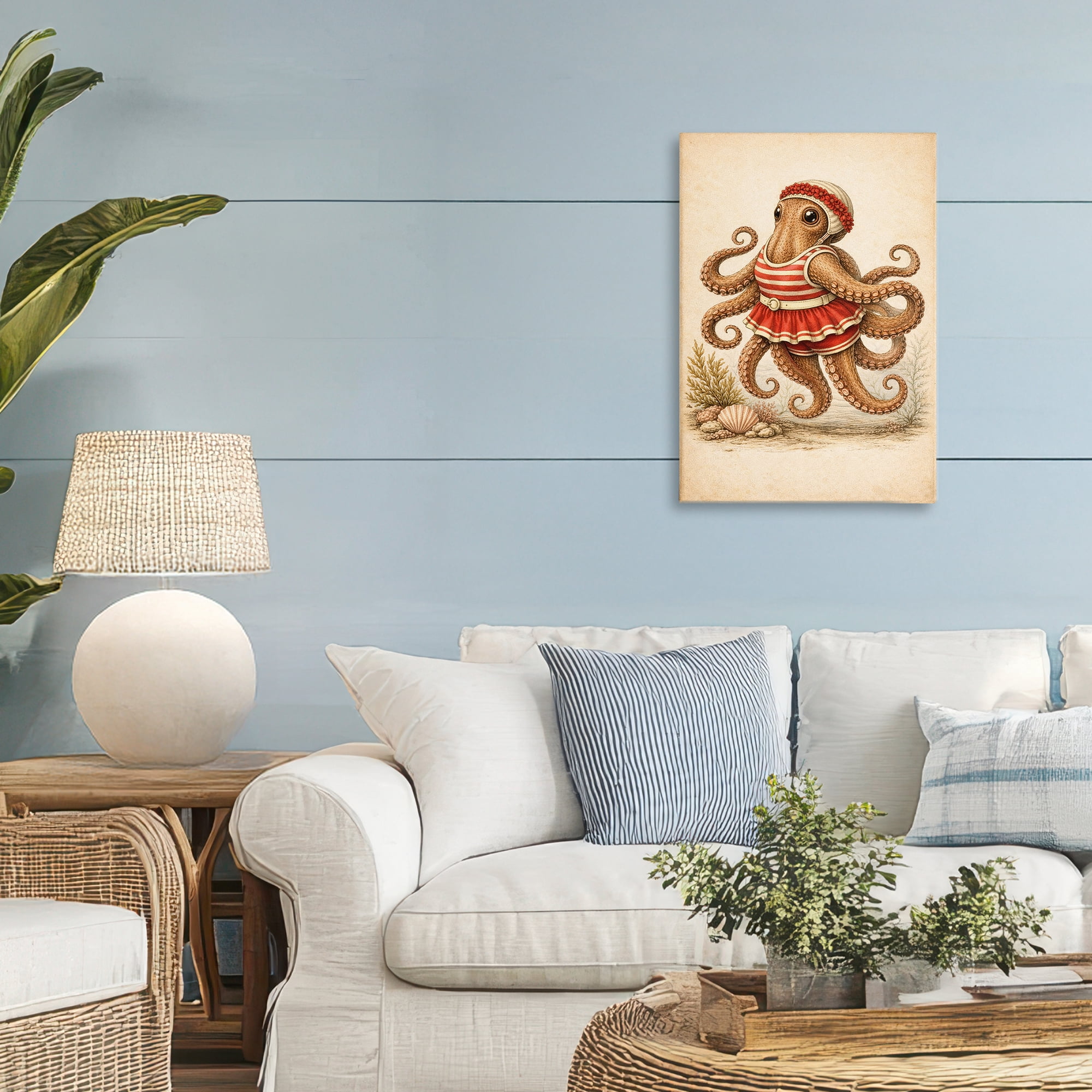 Stupell Industries Octopus of Maritime Bathing Society Canvas Wall Art, design by Grotto Studios