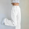thumbnail image 4 of TRUBKH Corduroy Pants Women Straight Leg Pants Women Womens Cargo Pants with Pockets Fall Bottoms for Women Concert Pants for Women Elastic Waist Corduroy Pants for Women Cute Pants for Women White L, 4 of 9