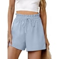 thumbnail image 2 of Fantaslook Summer Shorts for Women Cotton Linen Wide Leg High Waisted Shorts Drawstring Casual Beach Shorts with Pockets, 2 of 8