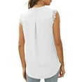 thumbnail image 4 of Liacowi Women Summer Sleeveless Blouse Shirt V Neck Lace Patchwork Sleeve Chiffon Casual Loose Tops, 4 of 6
