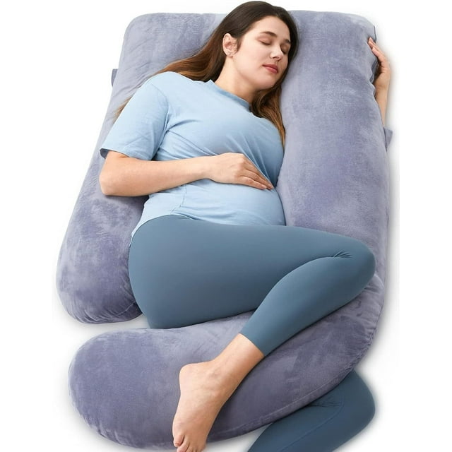 Almohada para Embarazo en Forma de U con Funda Extraíble de algodón, Almohada de Cuerpo Completo de 57", Soporte de Maternidad, Regalos para Mujeres Embarazadas.