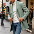 thumbnail image 6 of Yertdoel Pea Coats for Men Solid Lapel Wool Blend Trench Coat Button Front Mid Length Fashion Warm Outerwear with Pockets, M-3XL, 6 of 8