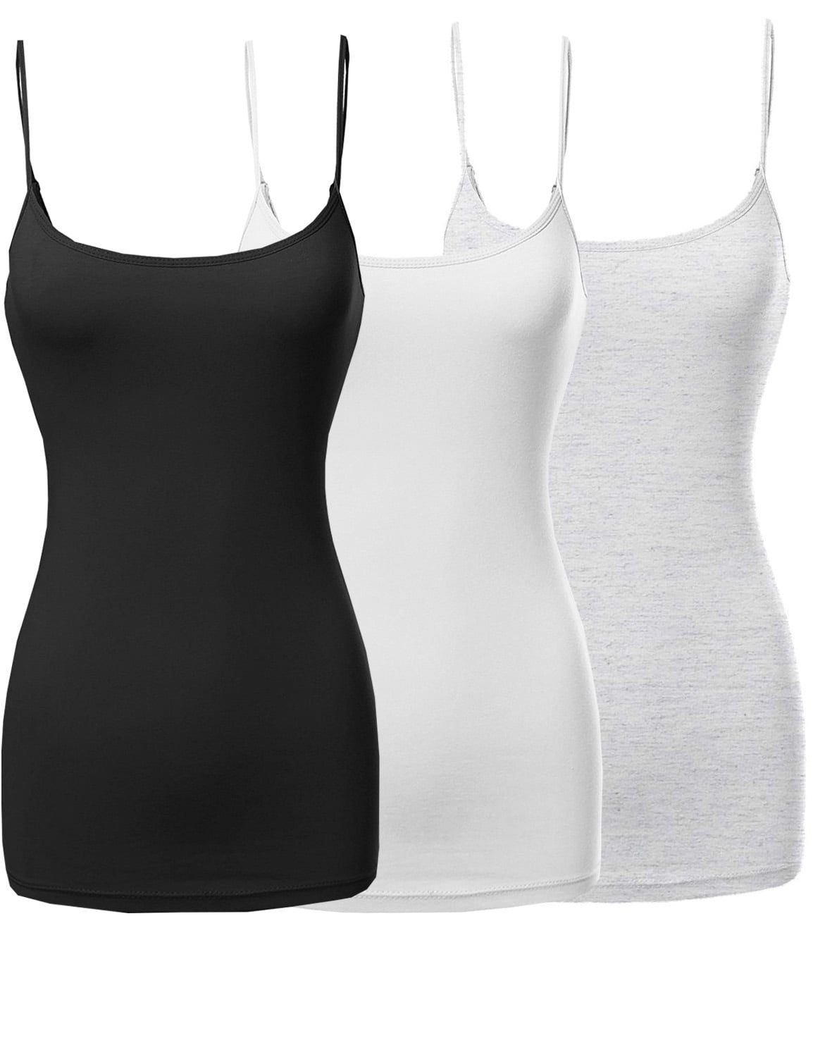 MANIFIQUE 2 Packs Womens Modal Built-in Bra Padded Camisole Yoga