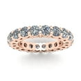thumbnail image 2 of Natural 4.00Ct Round Cut Diamond Shared Prong Gallery Women's Anniversary Wedding Eternity Band Ring Solid 14k Rose Gold I SI2, 2 of 3