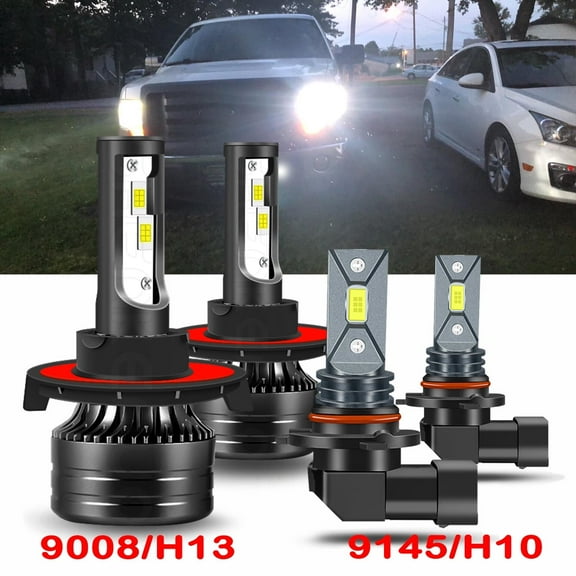 For Ford F-350 2005-2020 Headlights 30000LM 9008 H13 High and Low Beam 9145 Fog Light Led Bulbs 4pc