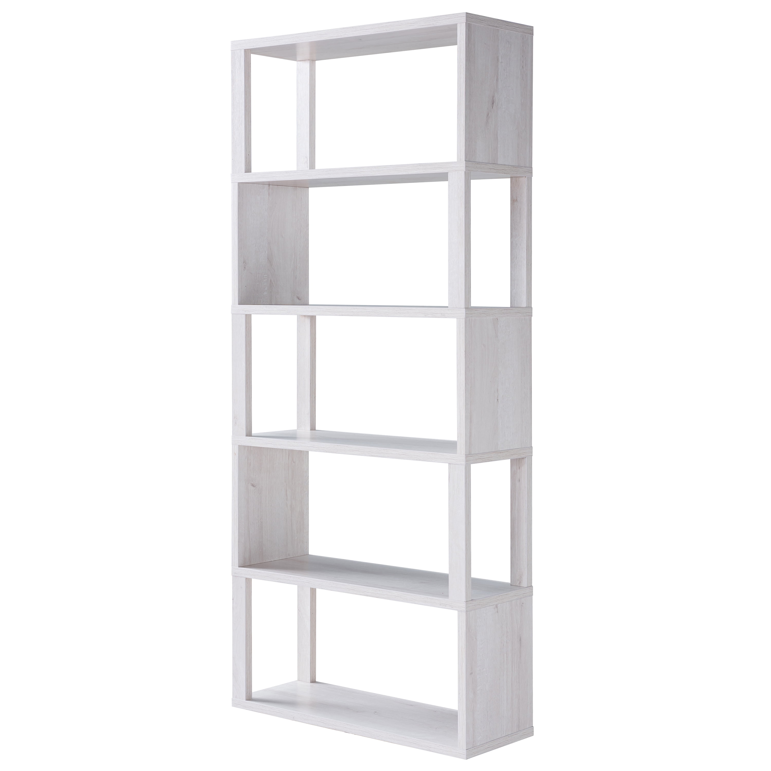 Furniture of America Riverscape 5 Open Shelf Bookcase, White Oak