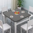 thumbnail image 3 of Gray and Black Checkerboard Pattern Square Fitted Tablecloth with Elastic Edge,Square Table Cover,Washable Elastic Table Cover for Home Kitchen Party Decor 34"x34", 3 of 6