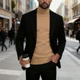 thumbnail image 4 of Men's Base Layer Shirt Long Sleeve Turtleneck Solid Pullover Tops Khaki S, 4 of 9