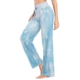 thumbnail image 4 of Women's Long Sleep Pants Home Pants Sleep Pants Wide-Leg Pants Design Elastic Fabric Casual Pants M Blue Snowflake, 4 of 7