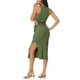 thumbnail image 3 of INSPIRE CHIC Women's Summer Sleeveless Midi Dress Crewneck Waist Cut Out Split Slit Tank Dress Ribbed Bodycon Dress XL Army Green, 3 of 6