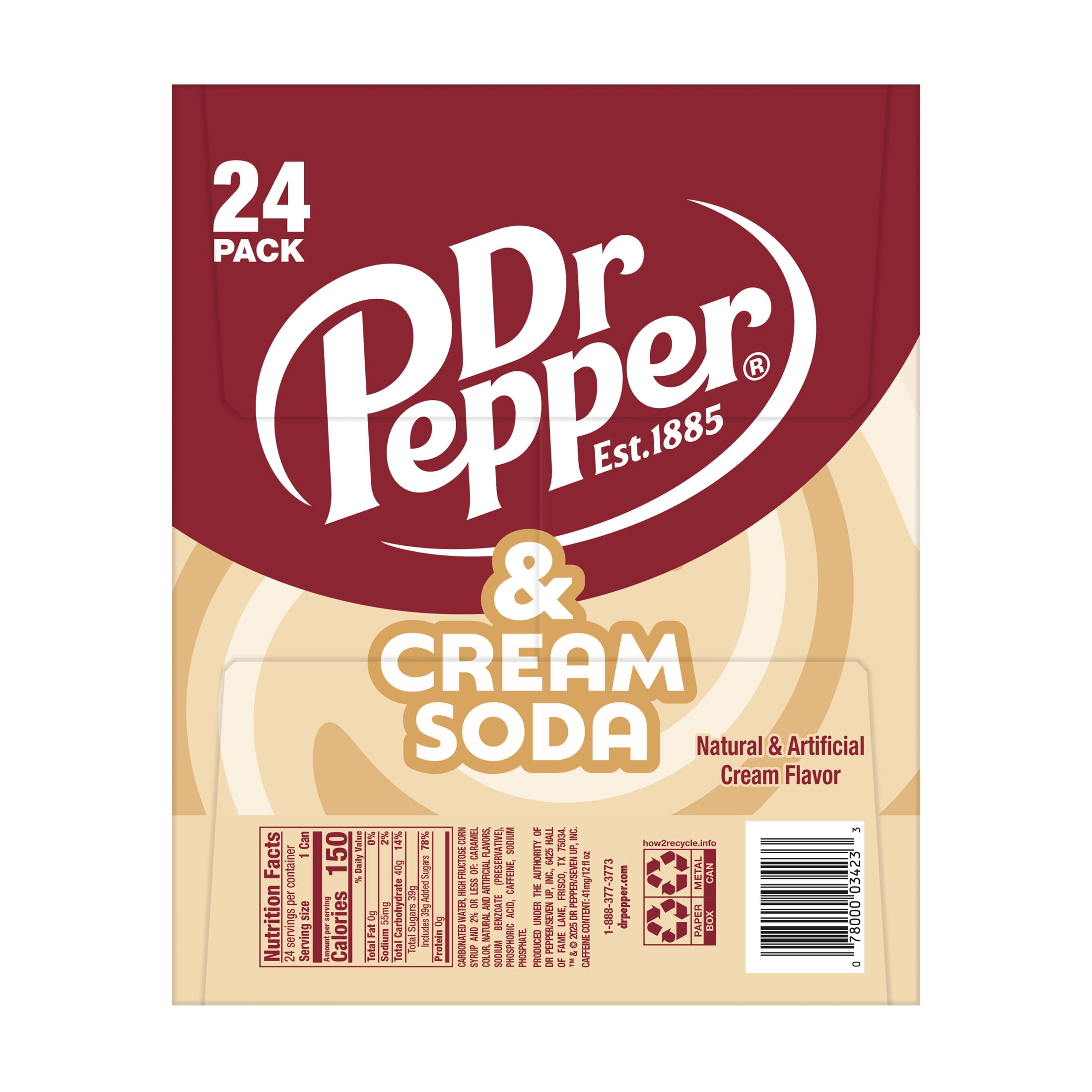 Dr Pepper & Cream Soda Pop, 12 fl oz, 24 Pack Cans
