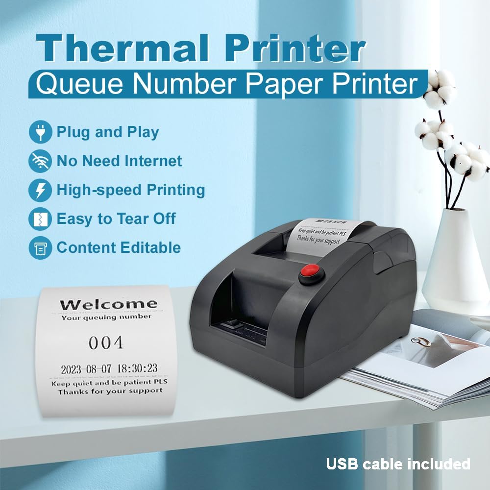 Lengon Take A Number Ticket Dispenser - 3 Digit Queue Machine With Auto-Cutter For Waiting Lines 3 thumbnail image