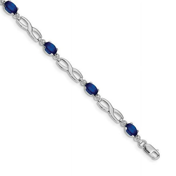 14k White Gold Figure-8 Diamond Sapphire Bracelet - 0.00 dwt 3.15 cwt - 7.25 Inch - Lobster Claw