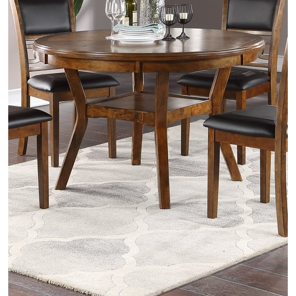 JUYG 5-Piece Dining Set, Walnut Round Table with 4 Chairs
