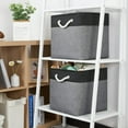 thumbnail image 3 of Fabric Baskets 13 Inch Cube Storage Baskets with Rope Handle, Storage Cube Bins Clothes Basket for Gift, Large Storage Baskets for Storage Books, Blankets (White&Gray), 3 of 13