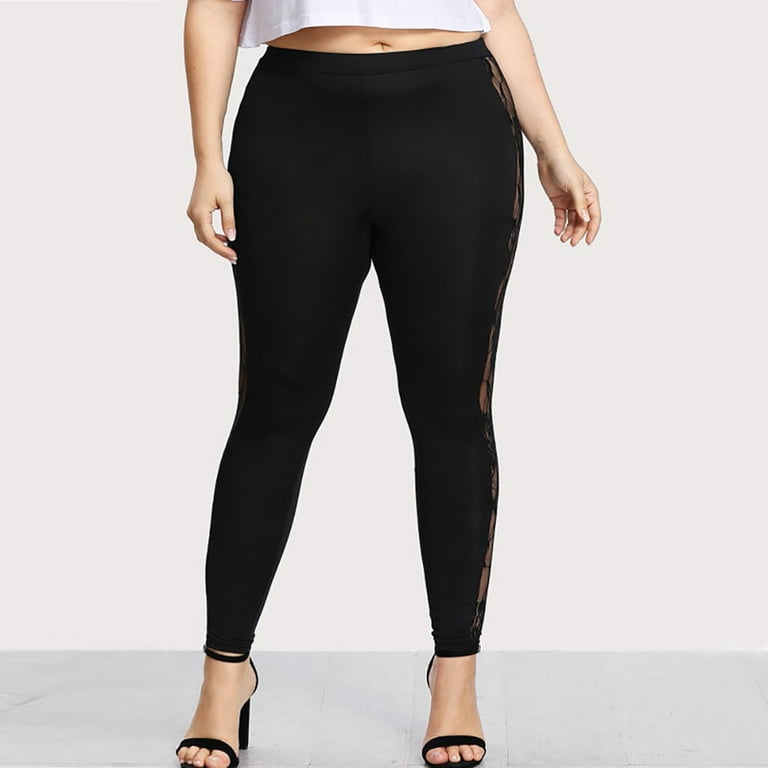 Fashion Women High Waist Lace Plus Size Yoga Sport Sexy Pants Leggings  Trousers 
