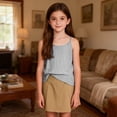 thumbnail image 4 of HAOTAGS Girls Casual Tank Tops,Lightweight Summer Striped Sleeveless Camisole Black 5-6, 4 of 9