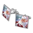 thumbnail image 1 of Christmas Holiday Santa Catching Snowflakes Square Cufflink Set - Silver or Gold, 1 of 6