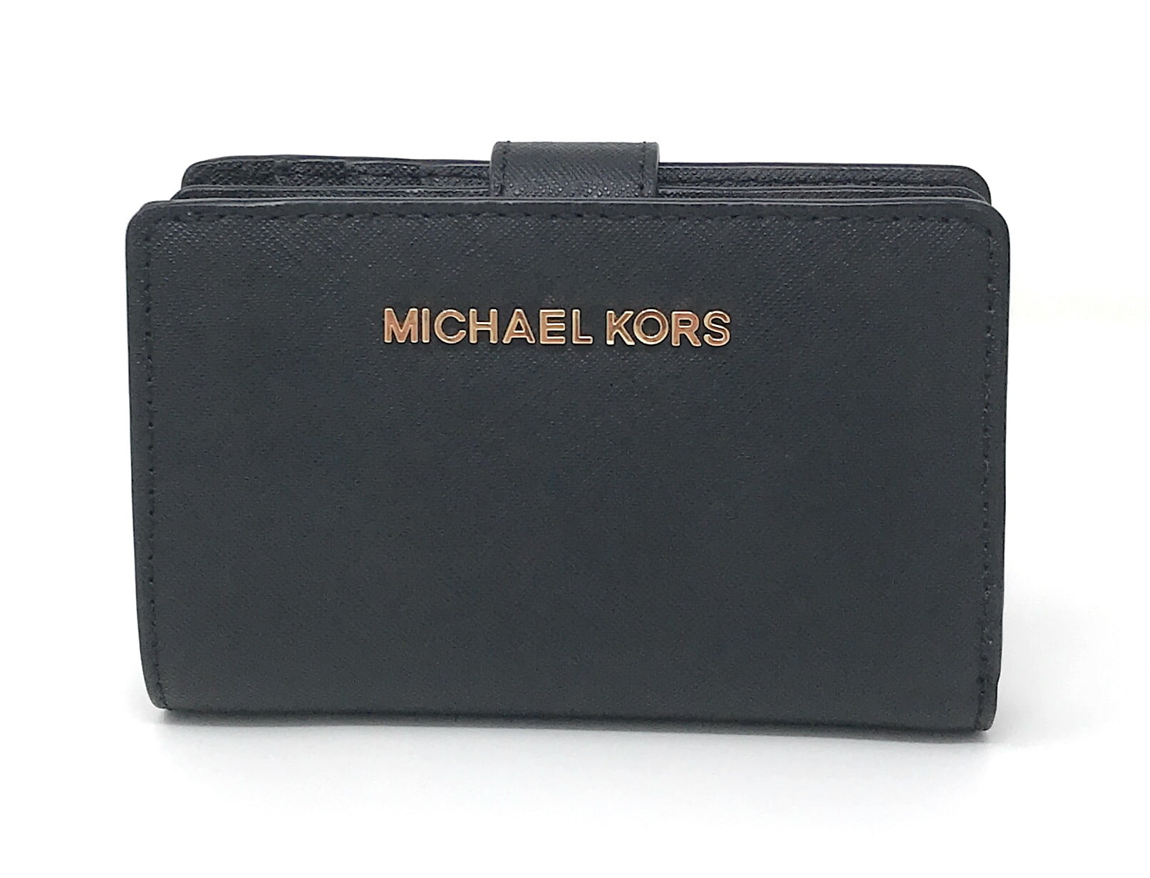 Michael Kors Jet Set Travel Bifold Zip Coin Saffiano Leather Wallet ...