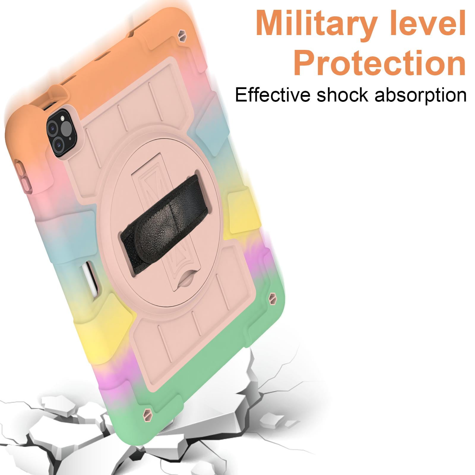 Shockproof Case for Apple iPad Air 11 Inch M4 M3 M2 2026/2025/2024, with Pencil Holder iKids Friendly Hand Strap Shoulder Strap Kickstand Anti-Scratch Case Cover for iPad Air 11",Coral
