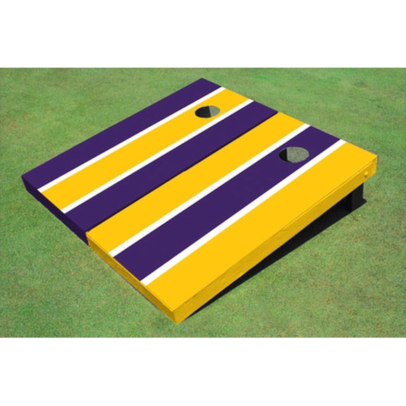 Purple And Yellow Alternating Long Stripe Custom Cornhole Board