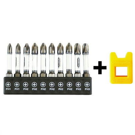

BCLONG 10Pcs 50Mm Screwdriver Bits Set Ph2 T15 H4 Bits Hex Shank With Magnetizer