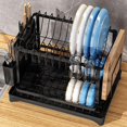 thumbnail image 3 of Dish Drying Rack,2 Tier Drying Rack Kitchen with Drainboard,Large Capacity Dish Drainer Organizer Shelf with Utensil Holder, Cup, 3 of 7