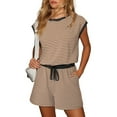 thumbnail image 2 of Women's Summer Romper, Cap Sleeve, Striped Shorts Overalls, Adjustable Drawstring Waist, Comfortable for Summer, 2 of 7