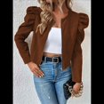 thumbnail image 4 of Chaqueta Corta de Larga para Mujer, con Cremallera, Abrigo, Ropa de Abrigo, Atuendo de Otoño, Chaquetones Marrón Oscuro M, 4 of 7