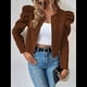 thumbnail image 4 of Chaqueta Corta de Larga para Mujer, con Cremallera, Abrigo, Ropa de Abrigo, Atuendo de Otoño, Chaquetones Marrón Oscuro M, 4 of 7