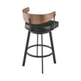 thumbnail image 3 of Lacey 26" Swivel Counter Stool in Black Iron with Walnut Finish and Vintage Black Faux Leather, 3 of 10