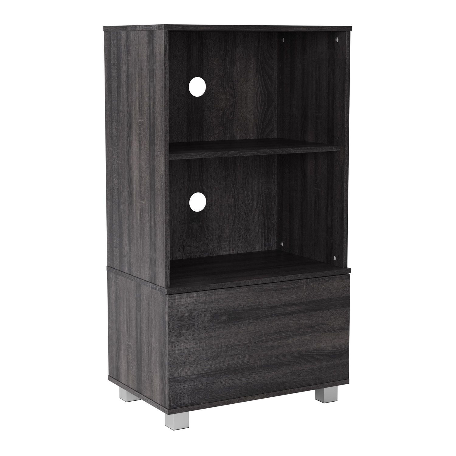 Hollywood Dark Grey Faux Wood 44" H Media Stand with Open & Closed Storage