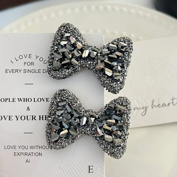 KuKuZhu Women Girls Fashion Korea Stytle Crystal Rhinestone Hair Clip Fashion Bowknot Clamp Hairpin Hair Accessories Shine Hairclips