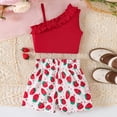 thumbnail image 6 of Toddler Girl Summer Outfit For 2-3 Years Toddler Baby Girl Clothes Summer Outfits Ruffle Sleeveless Linen Shirt Kid Short Set For Girl Red Toddler Girl Gift 2PCS Set, 6 of 8