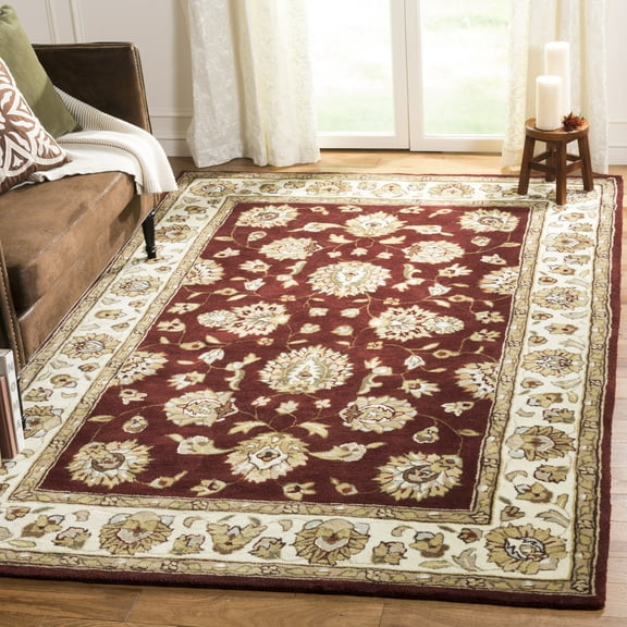 SAFAVIEH Total Performance Comgan Floral Area Rug, Burgundy/Ivory, 4' x 6'