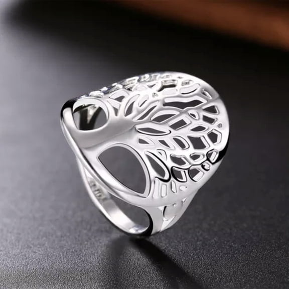 EOEMY 925 Silver Ring Tree Of Life Solid Women Lady Jewelry Size6-9 Wedding Cute Gift-Us Size 9