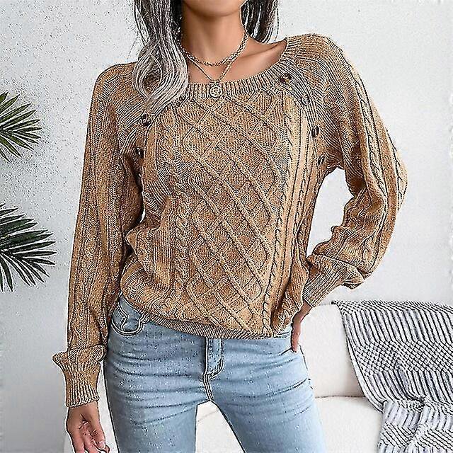 Women's Pullover Sweater Pullover Jumper Jumper Ribbed Cable Knit Knitted Thin Solid Color Crew Neck Stylish Casual Daily Going Out Fall Winter White