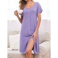 thumbnail image 2 of Avidlove 2 Pack Women Nightgown Short Sleeve Button Down Nightshirt V Neck Nighty Pajama Dress Gown, 2 of 5