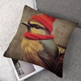thumbnail image 7 of Acheng Throw Pillow Covers Retro Animal Sparrow Bird Carrying A Backpack Standing on A Branch Decorative Throw Pillow Case Cushion Cover for Sofa,Set of 2 White(Two Side Print) 22x22in, 7 of 7