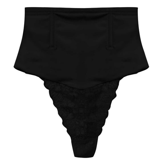 Women's High Waist Thong Shaping Underwear Seamless Lace Trim Comfortable Panties for Everyday Wear