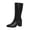 Black, variant on Willtoo Women's Faux Leather Mid Calf Boots, Pointed Toe Chunky Heel Tall Boots, Elegant Slim Fit Dress Shoes